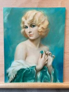 Alberto Vargas Verde Mujer 1920 Estampado Art Deco de una Pintura, Arte Vintage - Imagen 1 de 3
