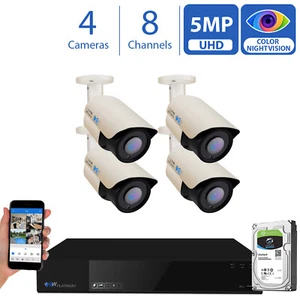 Sistema de seguridad de cámara IP PoE de 8 canales H.265 4K NVR 4 X 5 MP PoE 3 TB HD - Imagen 1 de 12