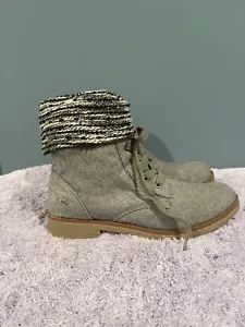 Rocket Dog Womens Gray Ankle Boots Sweater Cuff Grey Side Zip Up Lace Up Size 10 - Picture 1 of 13
