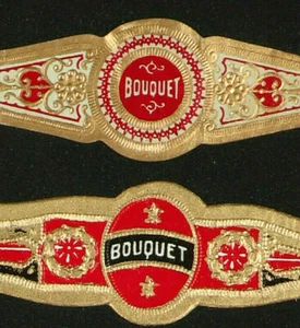 166BtA-2 VITOLAS-Antiguas-2 Olds Cigars Bands-Marca BOUQUET G.K. 16684 - Bild 1 von 3
