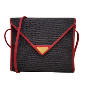 Yves Saint Laurent Shoulder Bag PVC Leather Gray Red Vintage YSL Authentic - Picture 1 of 23