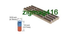 D3/16" x 1/2" thick, N52, Rare Earth, Neodymium Cylinder Magnet - Pack of 10 - Bild 1 von 1