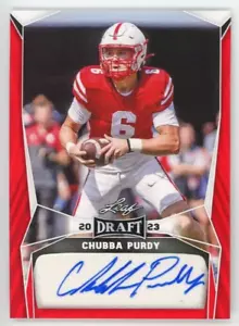 2023 Leaf Draft Chubba Purdy Red Auto #BA-CP1 Nebraska - Picture 1 of 2
