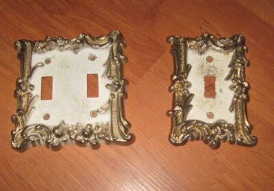 Brass Double Single Toggle Plate Light Switch Cover Off White Gold Farmhouse - Image 1 of 2