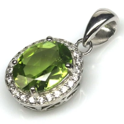SHOLA Echt Natürlicher Grün Peridot Anhänger Sterlingsilber N422 - Bild 1 von 3