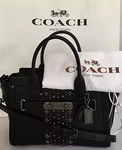 COACH 56831 Bandana Rivets Swagger 27 Glovetanned Leather DK/Black See Note - Picture 1 of 12