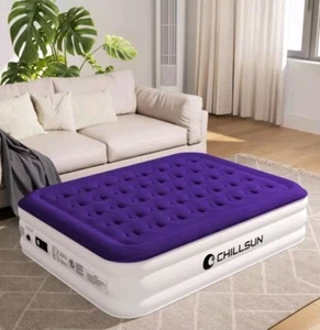 CHILLSUN Queen Air Mattress with Built in Pump, Inflatable Blow Up Mattress 16in - Picture 1 of 6