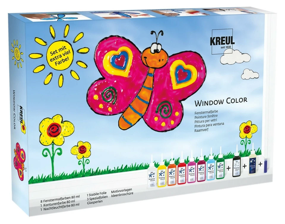 KREUL Window Color 10er Set Glasmalfarbe Fensterfarbe Glasdesign Fensterbilder - Bild 1 von 1