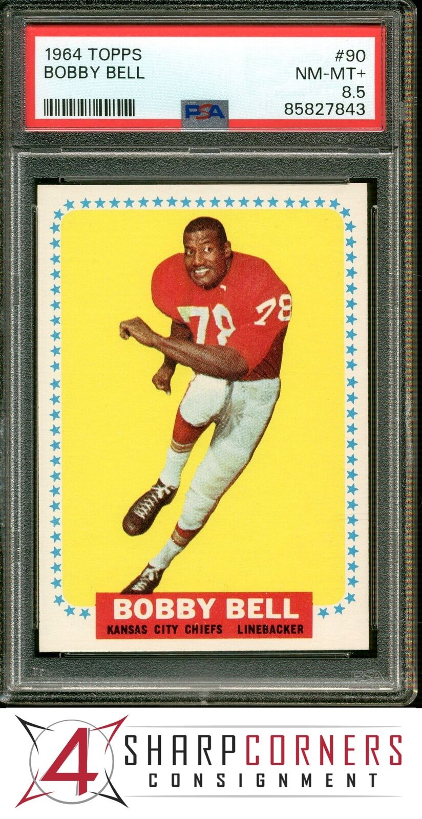 1964 TOPPS #90 BOBBY BELL RC CHIEFS HOF PSA 8.5