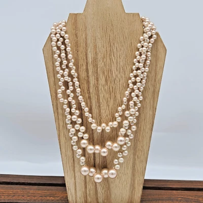 Collar Lia Sophia ROSEDUST Ajustable 16-19" Clásico Perlas Champagne, En Capas Foto 1 de 4