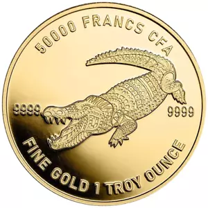 1 oz Tschad Goldmünze Mandala Wildlife - Krokodil 2022 BU - Bild 1 von 2