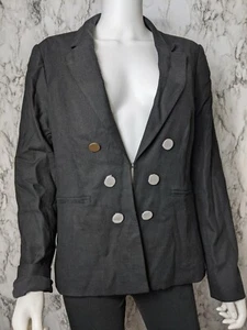 Sanctuary Women's L Large Black The Academy Blazer Jacket Lined Faux Buttons - Imagen 1 de 12