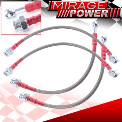 Stainless Steel Braided Brake Line Hose Silver For 95-98 Nissan 240SX S14 Silvia Foto 1 de 3