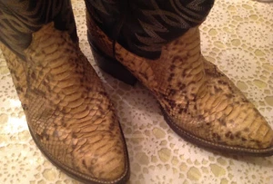 Cowtown Men's Back Cut Python Western Boot 808 Men’s 6.5 Women’s 8 Made In USA - Picture 1 of 8