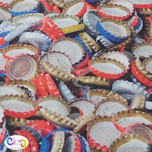 Bottle Tops Cotton Linen Look Fabric Digital Panama Upholstery Curtain Cushions - Picture 1 of 3