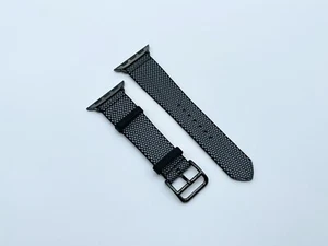 Genuine Apple Watch Hermes DENIM / NOIR Toile H Single Tour Band Strap 42mm 41mm - Picture 1 of 13
