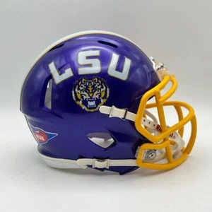 LSU Tigers CUSTOM Metallic Purple - White & Gold Decals Mini Football Helmet - Picture 1 of 3