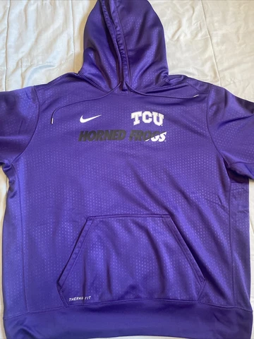 Nike TCU Horned Frogs Hoodie XXXL Therma-fit Purple EUC Pullover Sweatshirt 3XL Cover