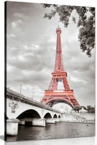 Eiffel Tower In Paris, France Modern Canvas Wall Art Picture Print - Picture 1 of 5