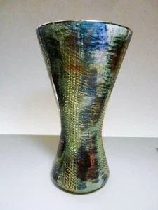 QUAREGNON Henri Bequet Majolica .Grande Maitrise 8" VASE-# 727 Made in Belgium - Picture 1 of 7