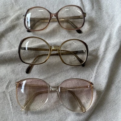Vintage 70s  Glasses Frame Lot Of 3, Earth And Pink Tone Fun Shape Women’s - Image 1 of 4