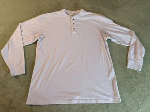 L.L.Bean Men’s Henley Shirt L Tall White Long Sleeve Traditional Fit 100% Cotton - Picture 1 of 8