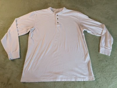 L.L.Bean Men’s Henley Shirt L Tall White Long Sleeve Traditional Fit 100% Cotton - Image 1 of 4