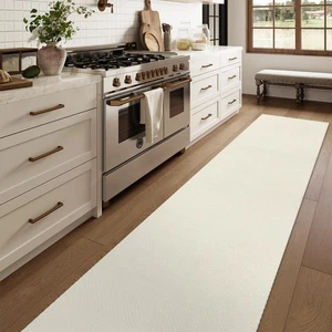 Hallway Runner Rug 12 ft, Cotton Woven Washable Runner Rugs, White Braided Lo... - Picture 1 of 5