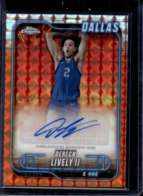 2024-25 Topps Chrome Dereck Lively II Auto Orange Geometric Refractor #6/25 - Image 1 of 2
