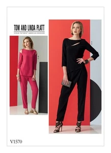 Vogue Sewing Pattern 1570 Misses 6-14 Easy Open-Detail Top and Pants Overlay Var - Picture 1 of 7