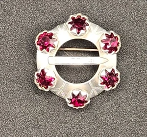 Antique Vintage silver plated Ethnic Brooch, Sakta, round Latvian national... - Picture 1 of 4