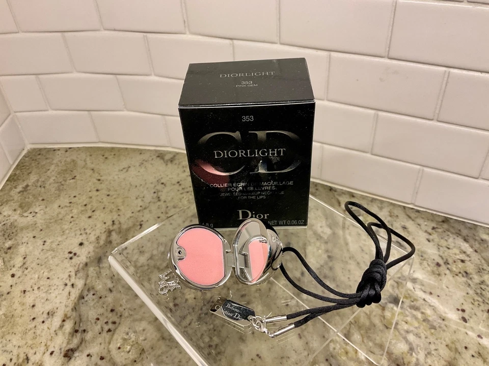 DIOR DIORLIGHT Jewelled Makeup Necklace for The Lips 353 Pink Gem Lip Gloss NIB - Image 1 of 4