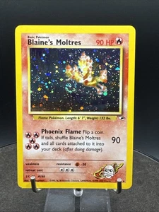 Blaine’s Moltres 1/132 Holo Gym Heroes Vintage Pokemon SWIRL LP /NM - Picture 1 of 24