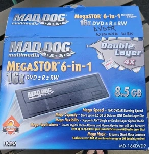 NOS Mad Dog MegaSTOR Internal DVD-RW Burner/Player MD-16XDVD9 8.5GB Nero Vintage - Picture 1 of 6