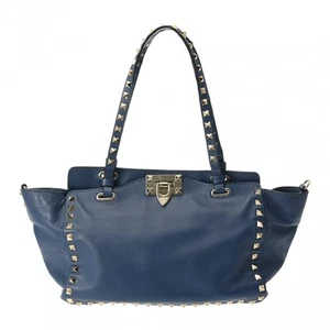 VALENTINO 2way Tote Bag Rockstud blue shoulder bag 800000125350000 - Picture 1 of 12