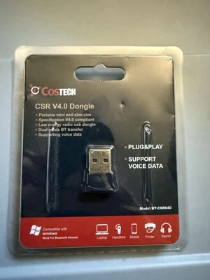 COSTECH CSR V4.0 Dongle - Bluetooth 4.0 USB Adapter USB Wire computer windows - Image 1 of 2