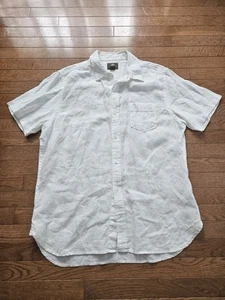 Timberland Regular Fit 100% Linen Short Sleeve Button Up Shirt Large White Mens - Picture 1 of 7