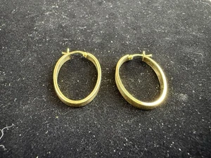 Pendientes Vintage Oro Amarillo Genuino 18k Tubo Aro Lazo Joyería Patrimonio 3g+ - Imagen 1 de 5