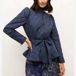 NEW Women's MARIE OLIVER Raven Belted Quilted Jacket Midnight Ink Navy Small S - Picture 1 of 5