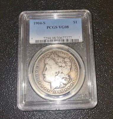 1904-S MORGAN SILVER DOLLAR 1$ "TOUGHER COIN" *PCGS VG8 VERY GOOD* - Image 1 of 2
