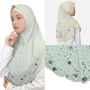 New Soft Chiffon Women Head Wrap Hijabs Cap Hot Dirll Directly Wear Daily Scarf - Picture 1 of 9