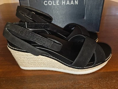 Cole Haan Cloud Feel Alpargata Tacones de Cuña en Negro Talla 9 B Nuevo en Caja Foto 1 de 4
