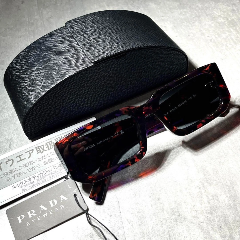 PRADA SPR06Y-F Symbol Red Blue Tortoiseshell Square Sunglasses Made in Italy w/C - Image 1 of 4