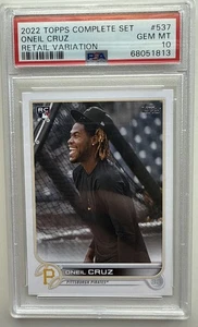 2022 Topps Complete Set #537 Oniel Cruz Retail Variation Rookie Card RC PSA 10 - Picture 1 of 2