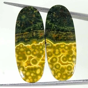 Par de piedras preciosas sueltas cabujón ovalado de jaspe natural de 24,90 quilates - Imagen 1 de 5