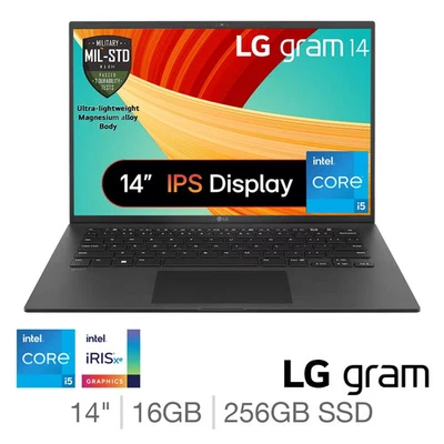 LG gram, Intel Core i5, 16GB RAM, 256GB SSD, 14 Inch Laptop, 14Z90RU-G.AP52A1 - Image 1 of 4