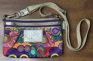 Coach POPPY Glam POP C Signature CROSSBODY Bag CLUTCH Multicolor VGUC - Picture 1 of 8