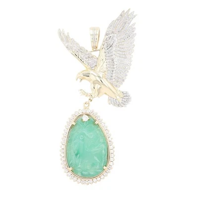 Colgante de águila de diamantes y jadeíta de 1,62 quilates sin cadena oro multitono de 10 k 30,07 gramos Foto 1 de 4