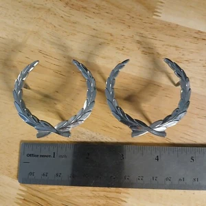 Pair 1970s Cadillac Trunk Side Emblem 3 Post Leaves Leaf 7643400 Chrome - Picture 1 of 5