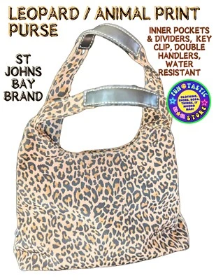 BOLSO LEOPARDO ANIMAL PRINT, RESISTENTE AL AGUA. BOLSILLOS INTERIORES. Marca ST JOHNS BAY Foto 1 de 4